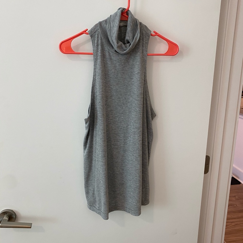 Free People Gray Sleeveless Turtleneck Tank